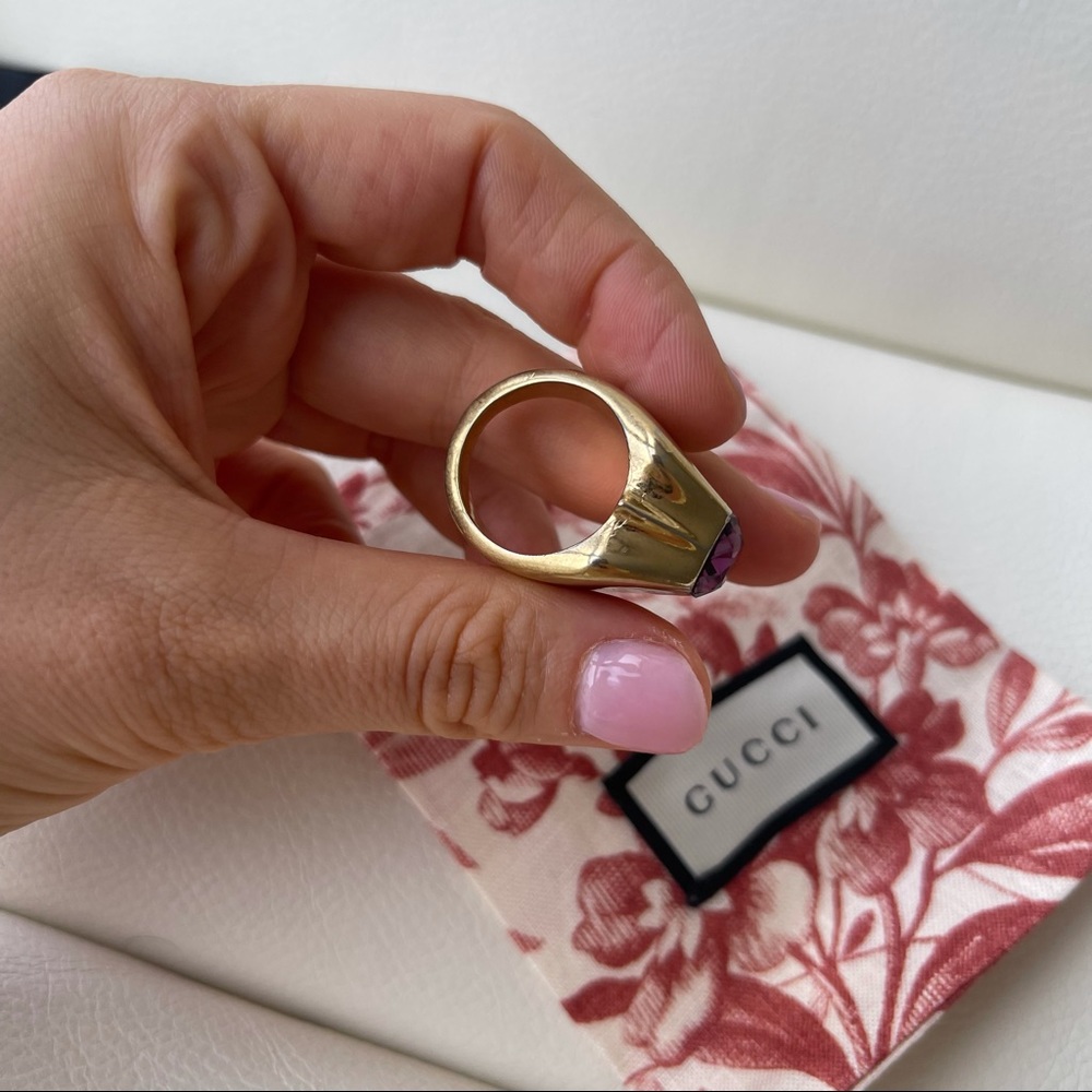 NEW GUCCI PURPLE STUDS MOTIF THICK PINKY RING M - Picture 5 of 8